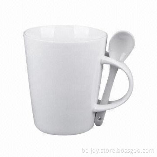 11oz Porcelain Mug with Spoon, Various Artworks are Available, OEM Orders are Welcome
